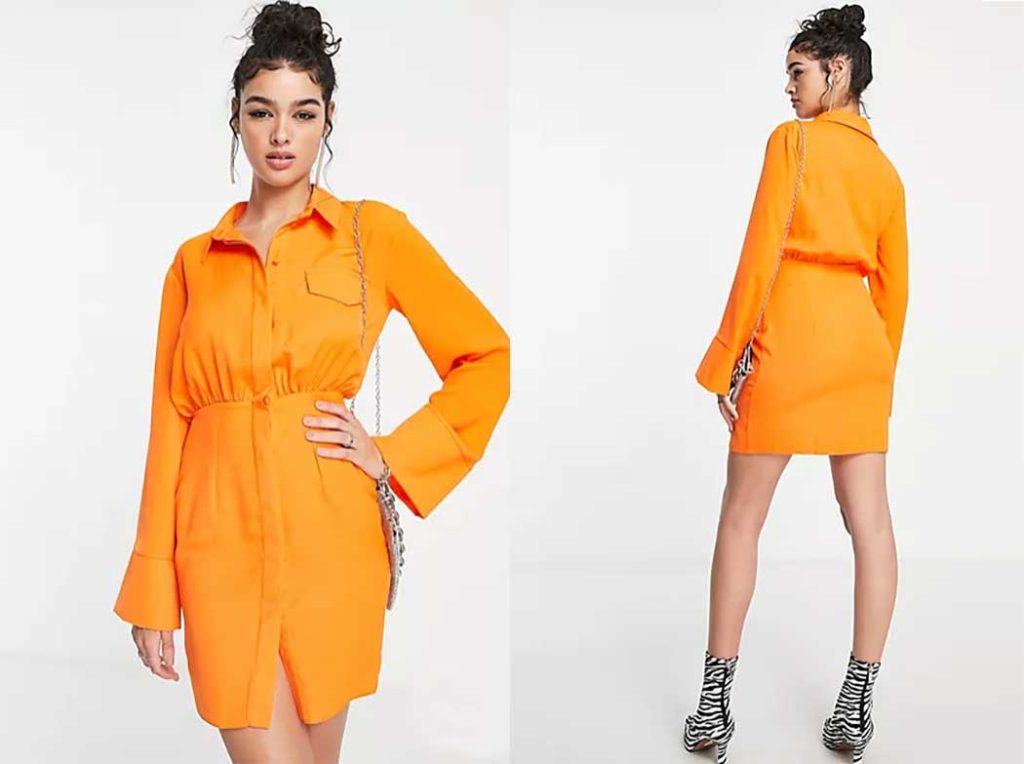 Asos Design mini overhemdjurk oranje