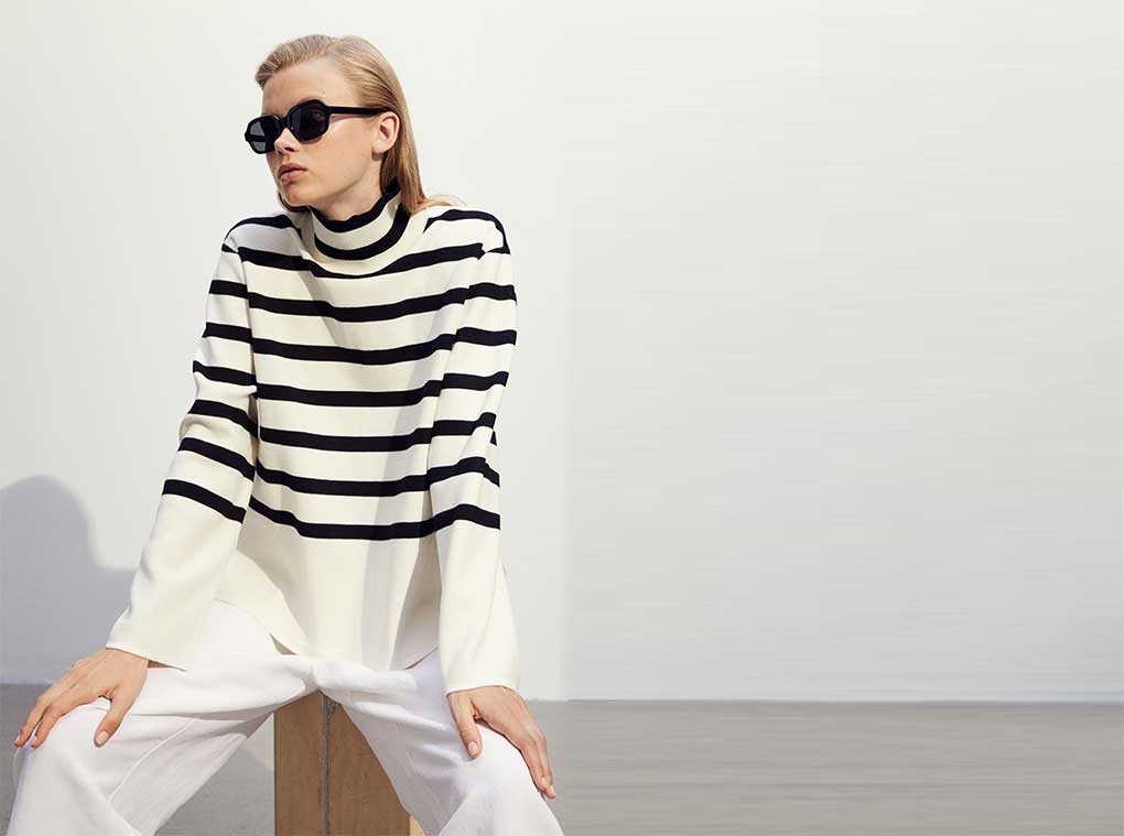 H&M gestreepte cltrui Toteme dupe