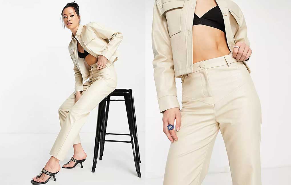 Asos stijlvolle basics leerlook broek