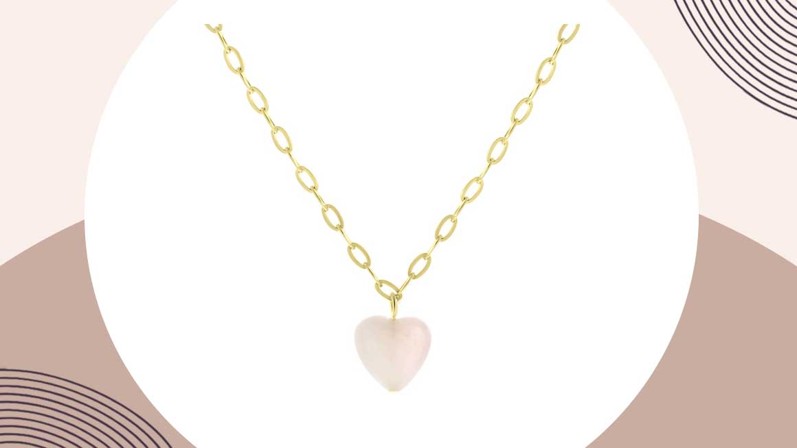 Lucardi hartjes ketting met rozenkwarts