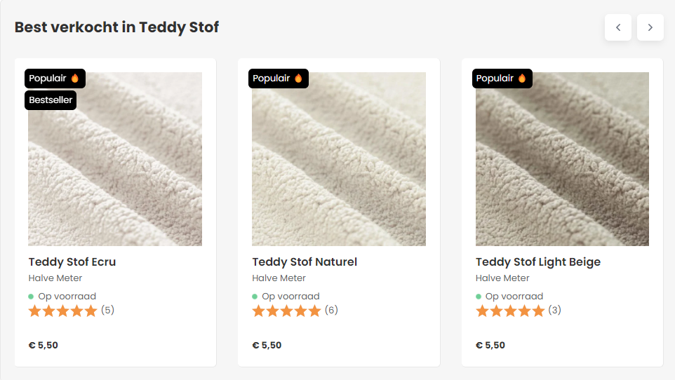teddy stof voorbeelden in webwinkel