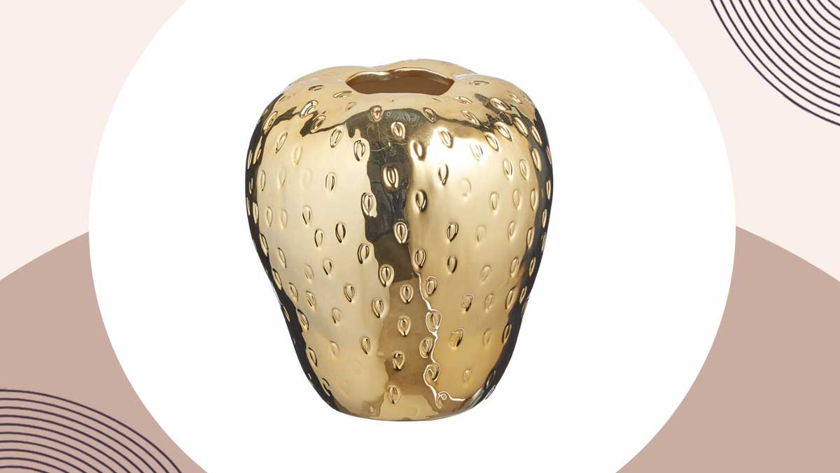 goudkleurige aardbei vaas