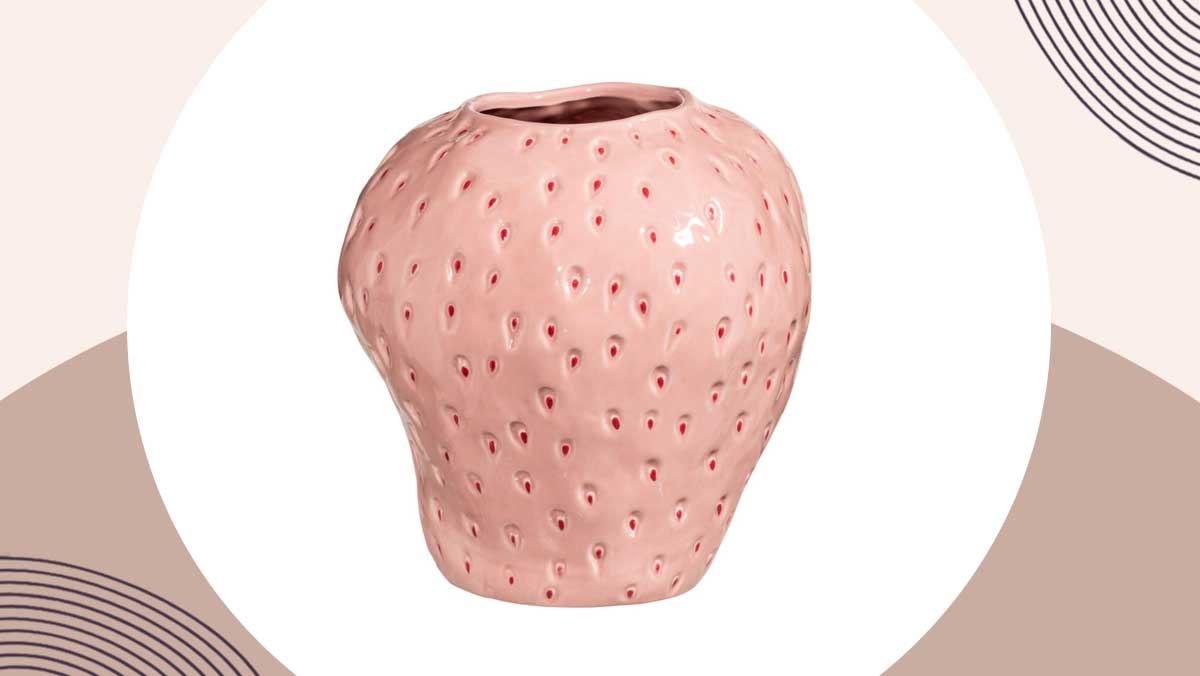 Leenbakker aardbei vaas perzik kleur