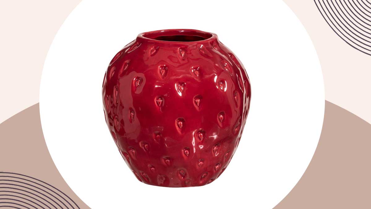 Leenbakker aardbei vaas rood keramiek