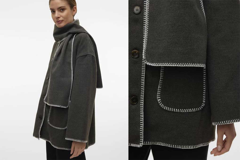 Vero Moda toteme lookalike jas met sjaal