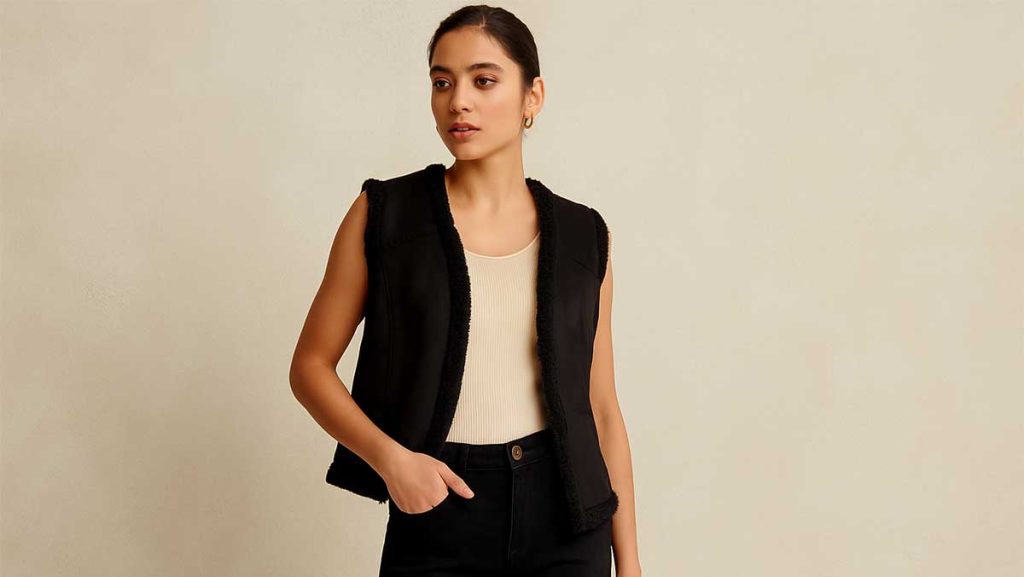 teddy gilet zwart