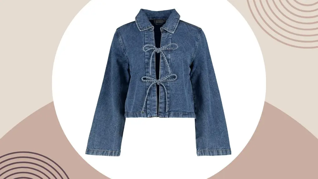 scapino denim jas met strikjes