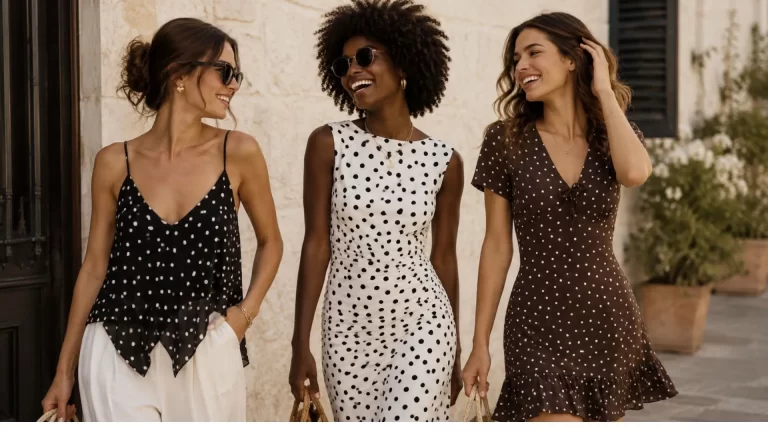polkadot jurk, top, rok